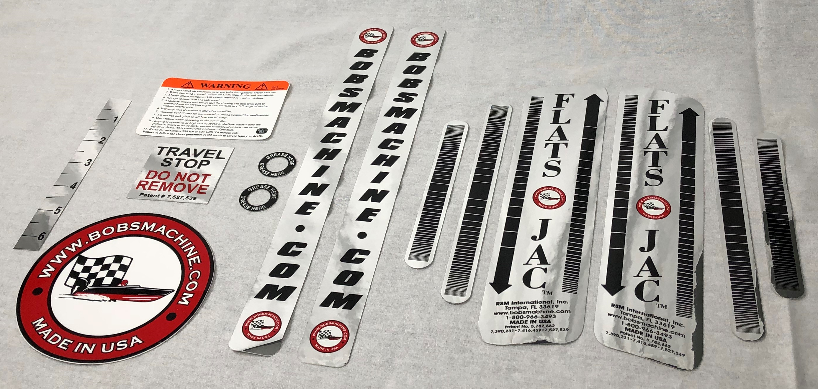 Standard/Flats Series jack plate sticker kit Bob's Machine